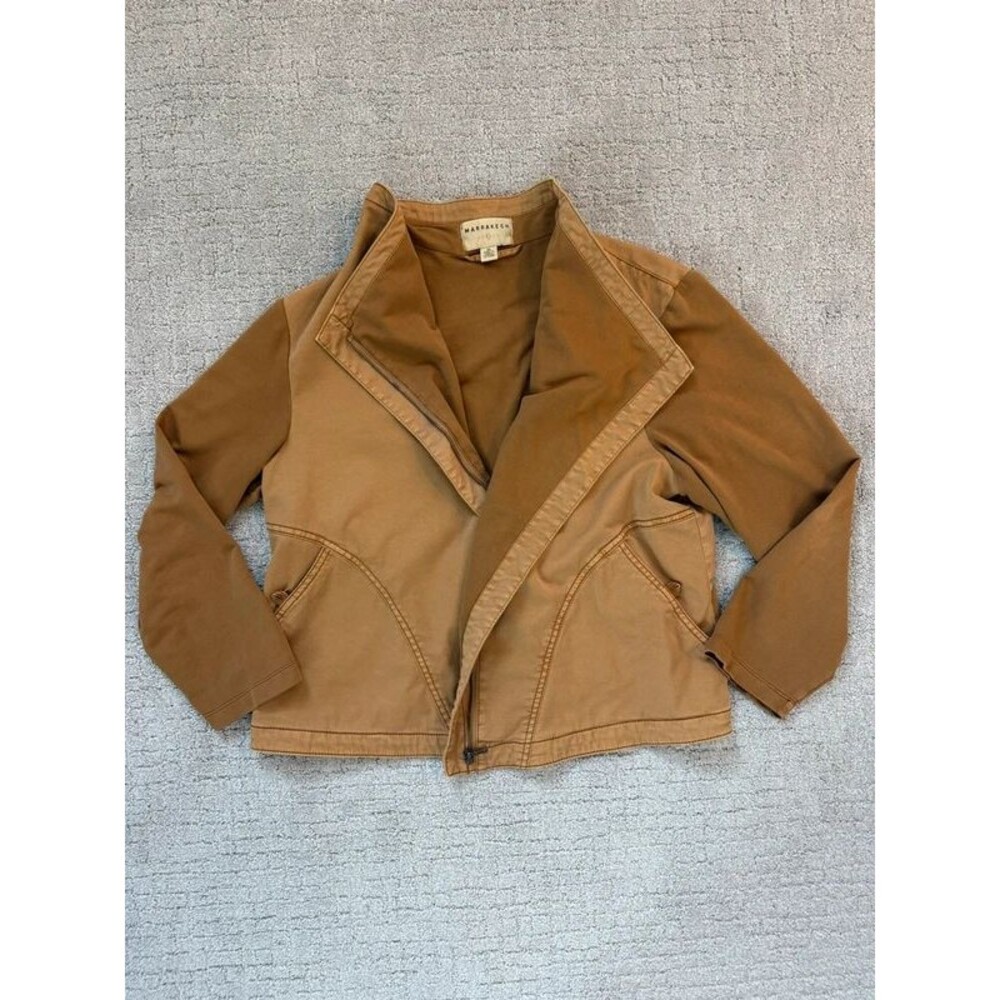 Anthropologie Marrakech Faravel Moto Jacket Womens Plus Sz 1X Brown Asymmetrical